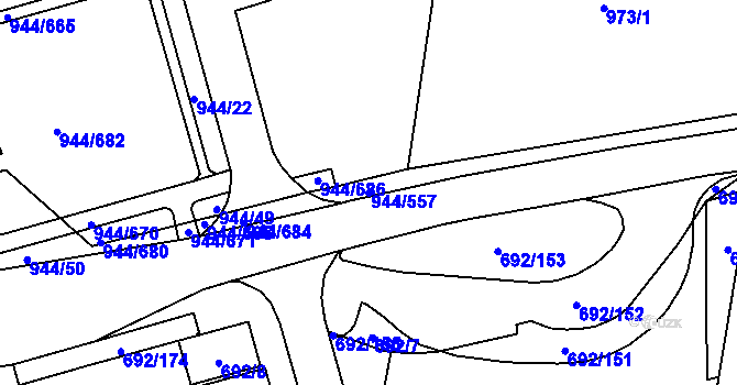 Parcela st. 944/557 v KÚ Šumbark, Katastrální mapa