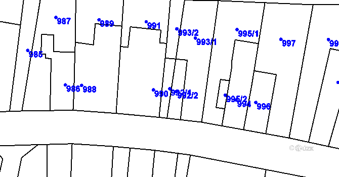 Parcela st. 992/1 v KÚ Šumbark, Katastrální mapa