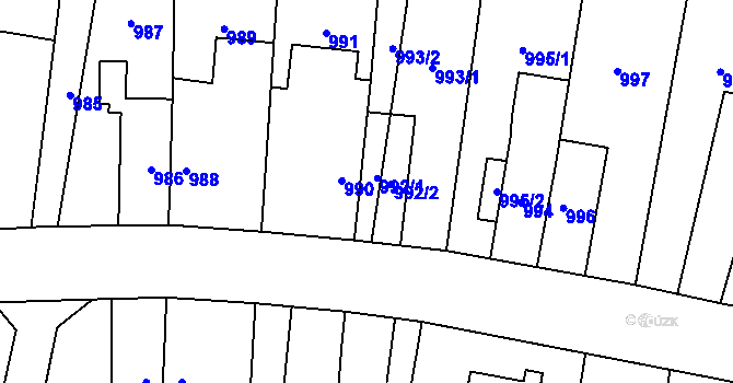 Parcela st. 992/3 v KÚ Šumbark, Katastrální mapa