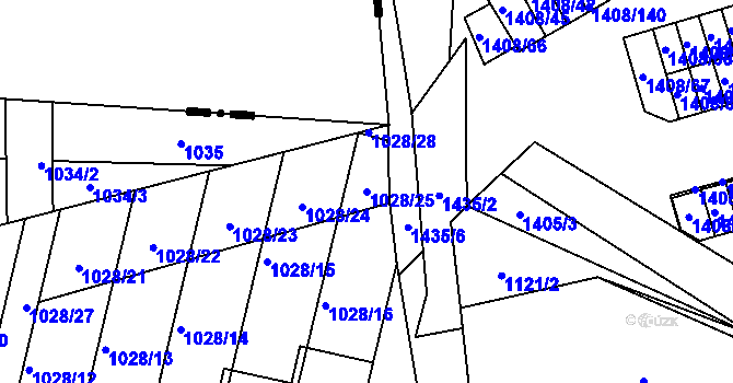 Parcela st. 1028/25 v KÚ Šumbark, Katastrální mapa