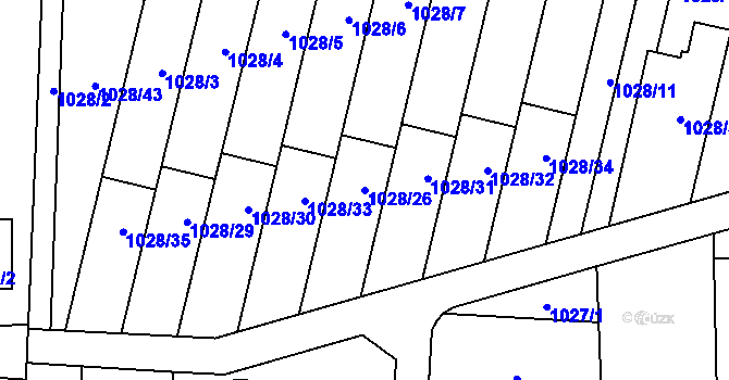 Parcela st. 1028/26 v KÚ Šumbark, Katastrální mapa