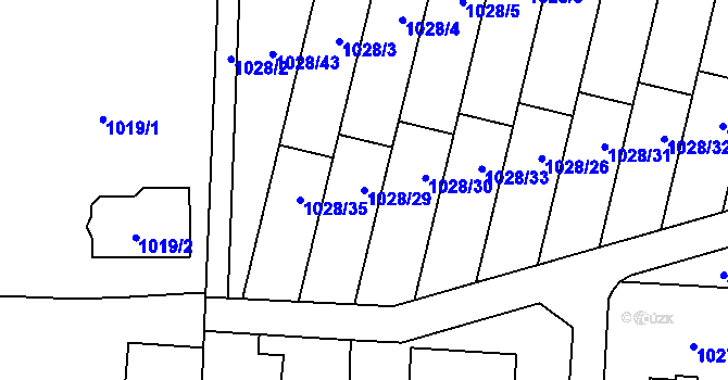 Parcela st. 1028/29 v KÚ Šumbark, Katastrální mapa