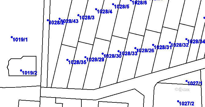 Parcela st. 1028/30 v KÚ Šumbark, Katastrální mapa