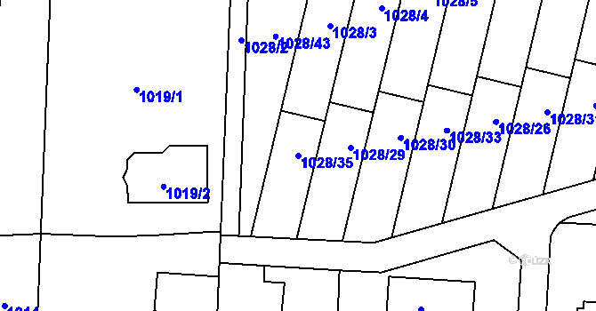 Parcela st. 1028/35 v KÚ Šumbark, Katastrální mapa