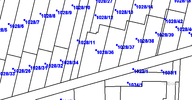 Parcela st. 1028/36 v KÚ Šumbark, Katastrální mapa