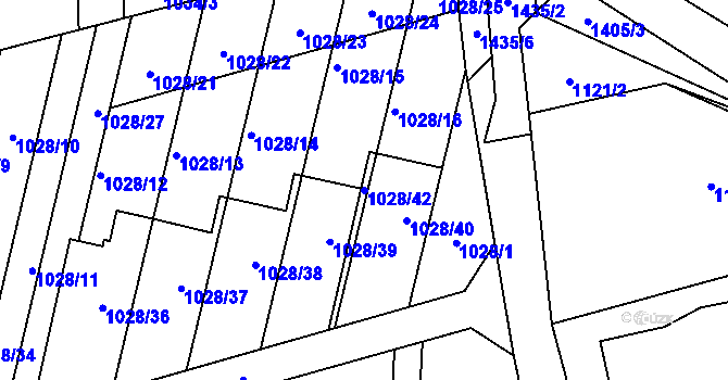 Parcela st. 1028/42 v KÚ Šumbark, Katastrální mapa