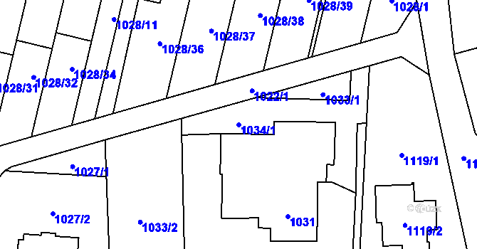 Parcela st. 1034/1 v KÚ Šumbark, Katastrální mapa