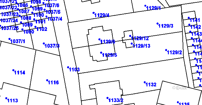 Parcela st. 1129/5 v KÚ Šumbark, Katastrální mapa