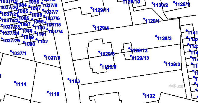 Parcela st. 1129/6 v KÚ Šumbark, Katastrální mapa