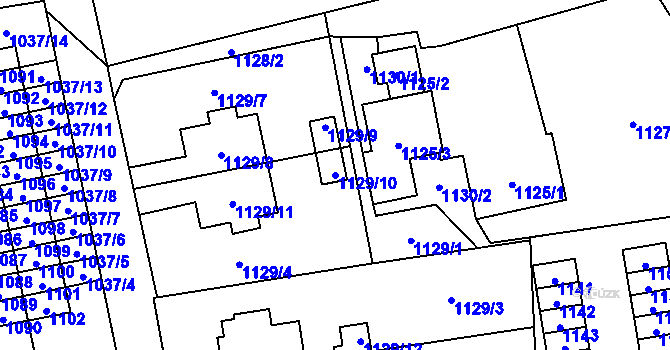 Parcela st. 1129/10 v KÚ Šumbark, Katastrální mapa