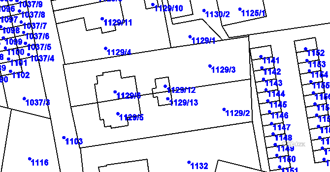 Parcela st. 1129/12 v KÚ Šumbark, Katastrální mapa