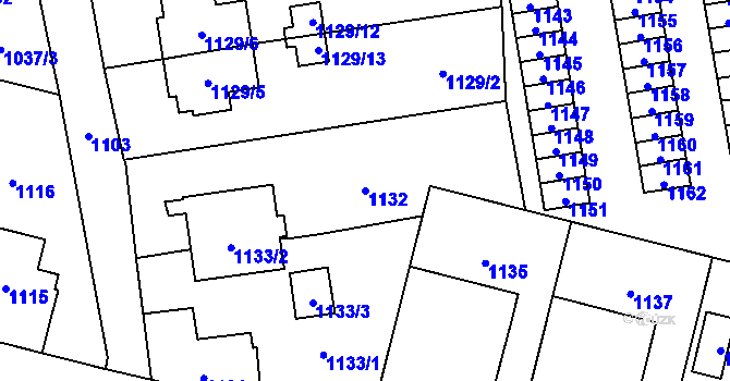 Parcela st. 1132 v KÚ Šumbark, Katastrální mapa