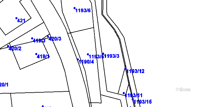 Parcela st. 1193/3 v KÚ Šumbark, Katastrální mapa