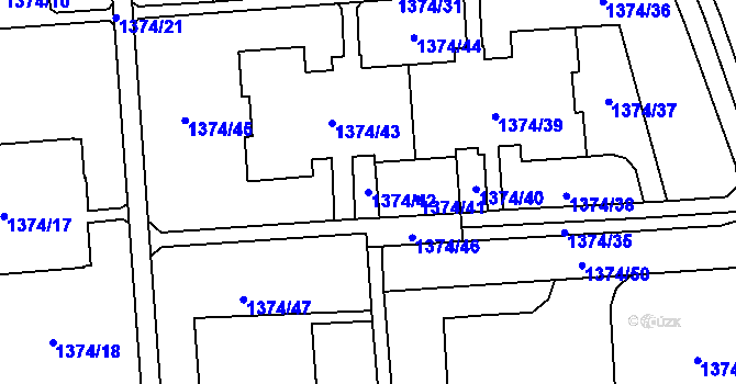 Parcela st. 1374/42 v KÚ Šumbark, Katastrální mapa