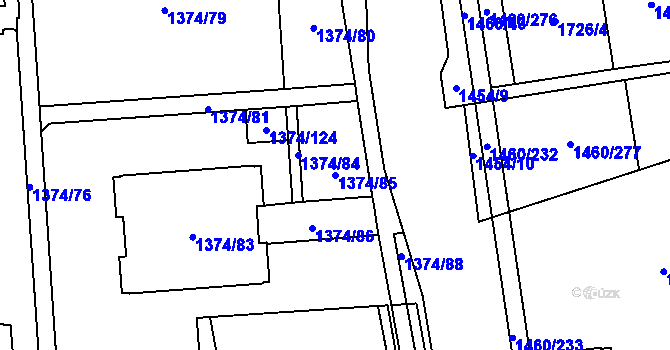 Parcela st. 1374/85 v KÚ Šumbark, Katastrální mapa