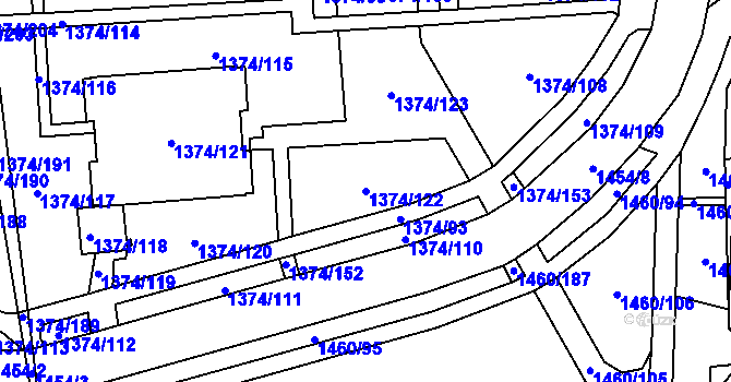 Parcela st. 1374/122 v KÚ Šumbark, Katastrální mapa