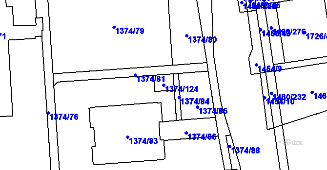 Parcela st. 1374/124 v KÚ Šumbark, Katastrální mapa