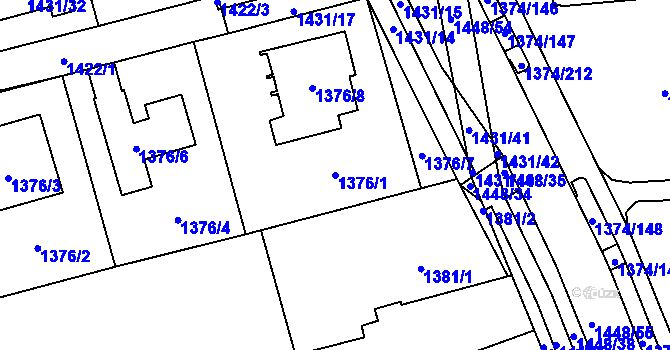 Parcela st. 1376/1 v KÚ Šumbark, Katastrální mapa