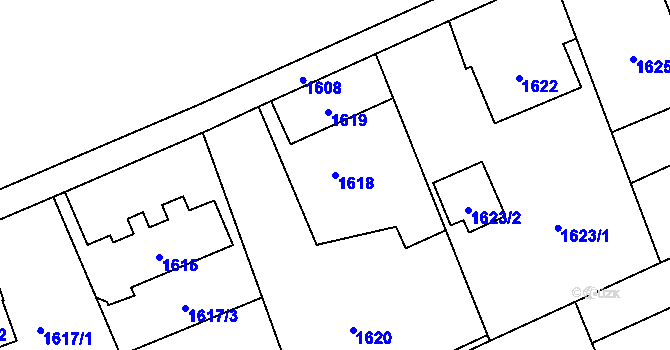 Parcela st. 1618 v KÚ Šumbark, Katastrální mapa