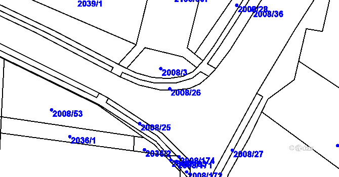 Parcela st. 2008/26 v KÚ Šumbark, Katastrální mapa