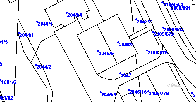Parcela st. 2045/5 v KÚ Šumbark, Katastrální mapa