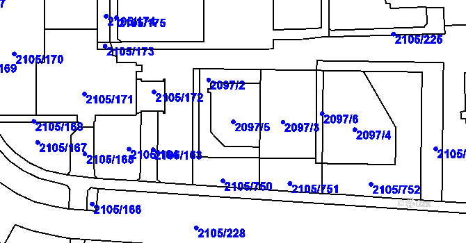 Parcela st. 2097/5 v KÚ Šumbark, Katastrální mapa