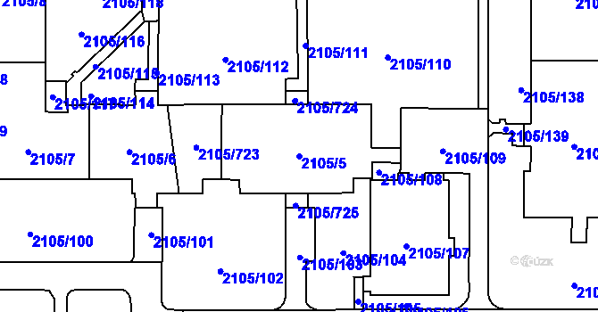 Parcela st. 2105/5 v KÚ Šumbark, Katastrální mapa