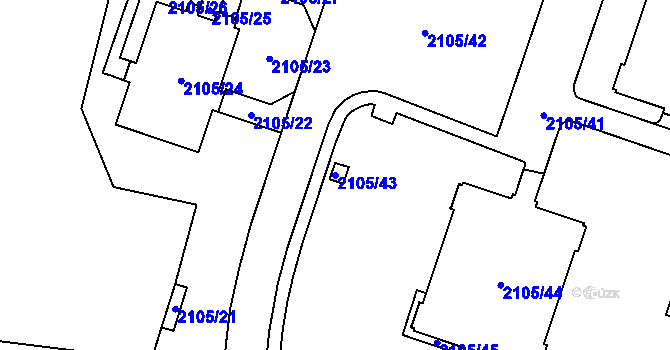 Parcela st. 2105/43 v KÚ Šumbark, Katastrální mapa
