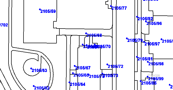 Parcela st. 2105/71 v KÚ Šumbark, Katastrální mapa