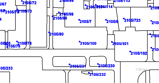 Parcela st. 2105/100 v KÚ Šumbark, Katastrální mapa