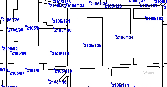 Parcela st. 2105/135 v KÚ Šumbark, Katastrální mapa