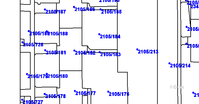 Parcela st. 2105/183 v KÚ Šumbark, Katastrální mapa