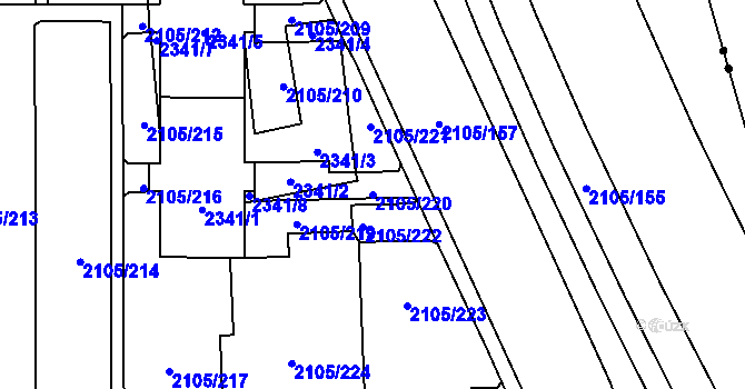 Parcela st. 2105/220 v KÚ Šumbark, Katastrální mapa