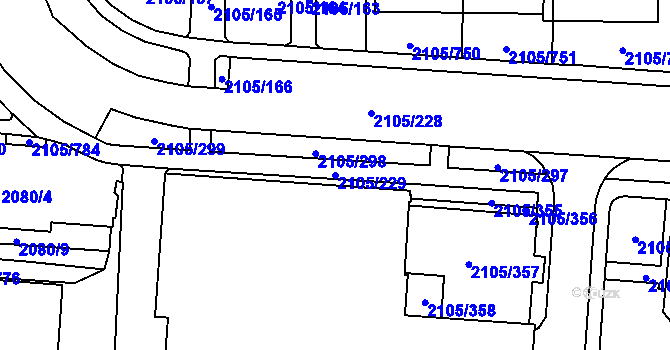 Parcela st. 2105/229 v KÚ Šumbark, Katastrální mapa