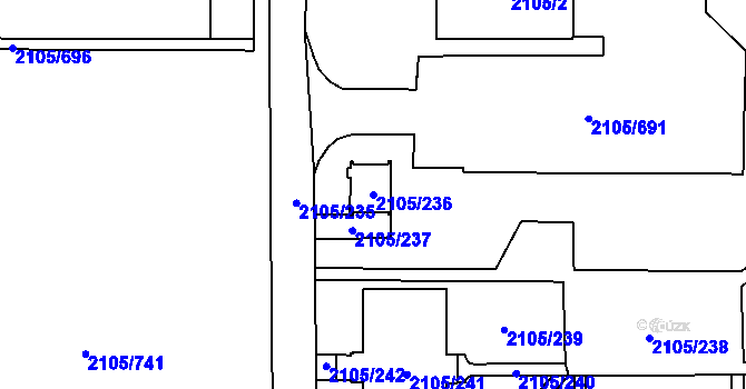 Parcela st. 2105/236 v KÚ Šumbark, Katastrální mapa