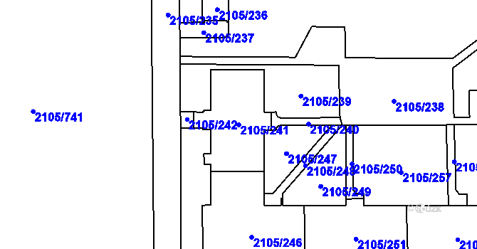 Parcela st. 2105/241 v KÚ Šumbark, Katastrální mapa