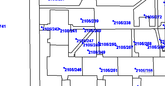 Parcela st. 2105/248 v KÚ Šumbark, Katastrální mapa