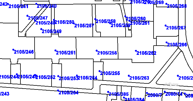 Parcela st. 2105/256 v KÚ Šumbark, Katastrální mapa