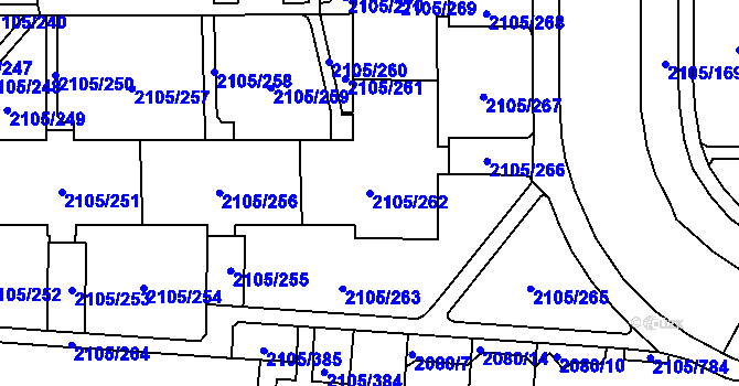 Parcela st. 2105/262 v KÚ Šumbark, Katastrální mapa