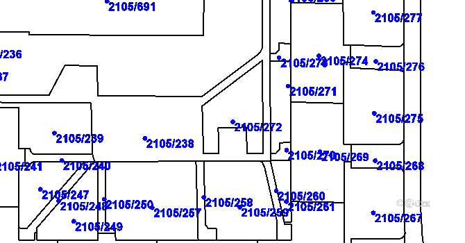 Parcela st. 2105/272 v KÚ Šumbark, Katastrální mapa