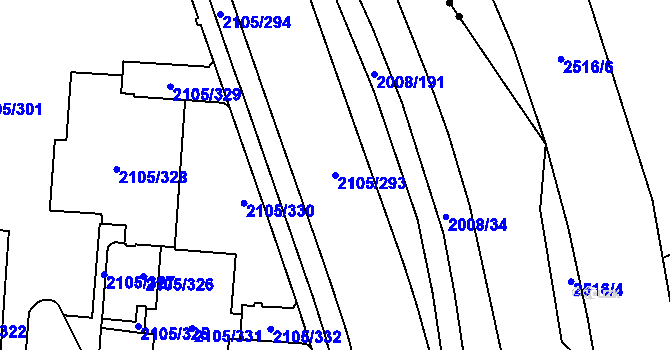 Parcela st. 2105/293 v KÚ Šumbark, Katastrální mapa