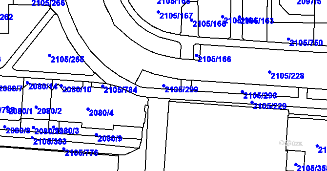 Parcela st. 2105/299 v KÚ Šumbark, Katastrální mapa