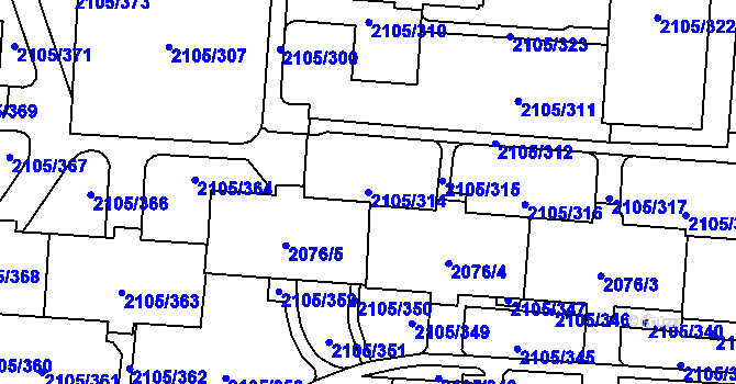 Parcela st. 2105/314 v KÚ Šumbark, Katastrální mapa