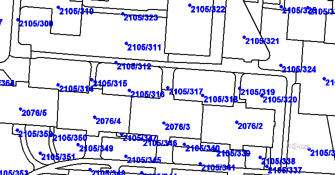 Parcela st. 2105/317 v KÚ Šumbark, Katastrální mapa