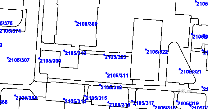 Parcela st. 2105/323 v KÚ Šumbark, Katastrální mapa