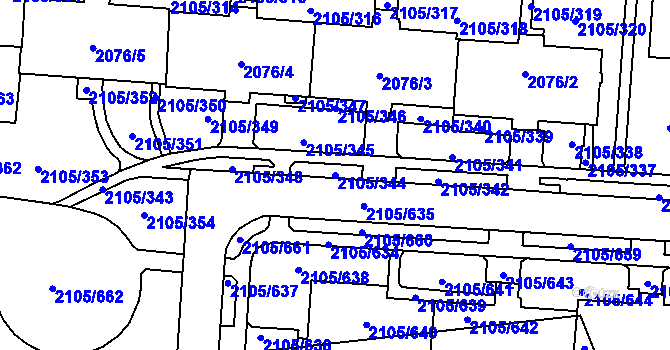 Parcela st. 2105/344 v KÚ Šumbark, Katastrální mapa