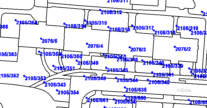 Parcela st. 2105/347 v KÚ Šumbark, Katastrální mapa