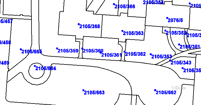 Parcela st. 2105/361 v KÚ Šumbark, Katastrální mapa