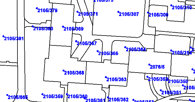 Parcela st. 2105/366 v KÚ Šumbark, Katastrální mapa