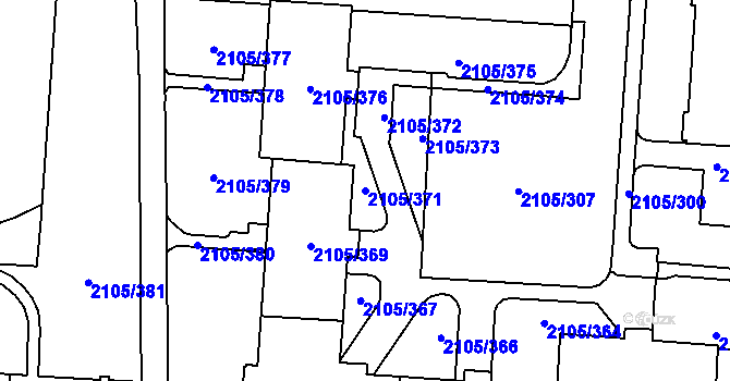 Parcela st. 2105/371 v KÚ Šumbark, Katastrální mapa